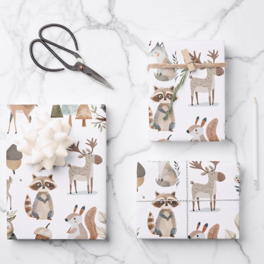 Cute Woodland Animals Inpakpapier Vel (Voorkant)