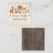 Cute Woodland Animals Neutral Baby Diaper Raffle Informatiekaartje (Voorkant / Achterkant)