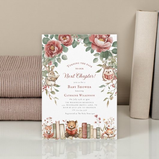 Cute woodland Animals Next Chapter Baby Shower  Kaart