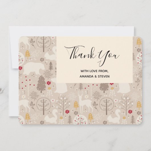 Cute Woodland Animals Nordic Pattern Bedankkaart (Voorkant)