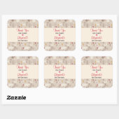 Cute Woodland Animals Nordic Pattern Birthday Vierkante Sticker (Vel)