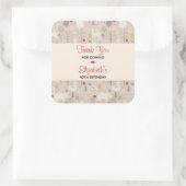 Cute Woodland Animals Nordic Pattern Birthday Vierkante Sticker (Tas)