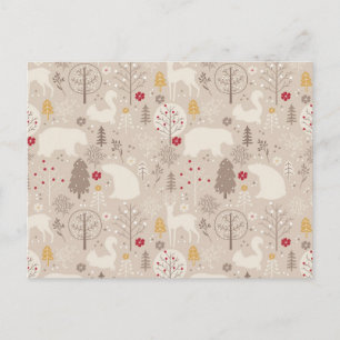 Cute Woodland Animals Nordic Pattern Briefkaart