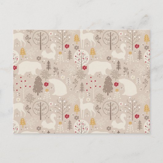 Cute Woodland Animals Nordic Pattern Briefkaart (Voorkant)