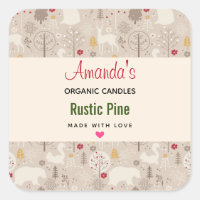 Cute Woodland Animals Nordic Pattern Candle