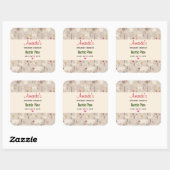 Cute Woodland Animals Nordic Pattern Candle Vierkante Sticker (Vel)