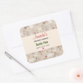 Cute Woodland Animals Nordic Pattern Candle Vierkante Sticker (Envelop)