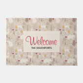 Cute Woodland Animals Nordic Pattern Deurmat (Voorkant)