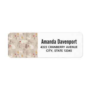 Cute Woodland Animals Nordic Pattern Etiket