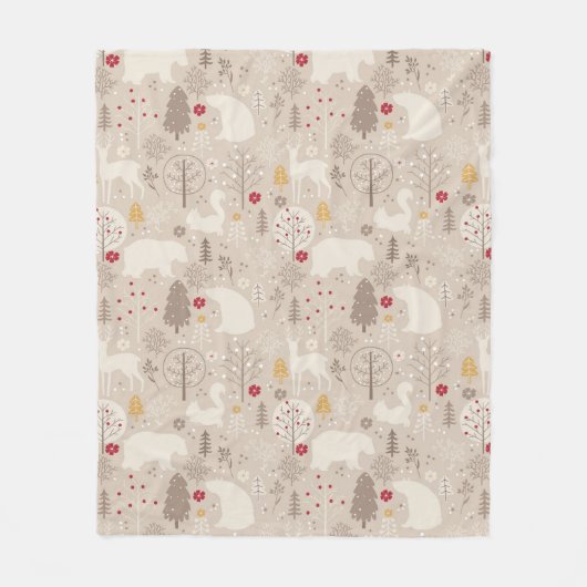 Cute Woodland Animals Nordic Pattern Fleece Deken (Voorkant)