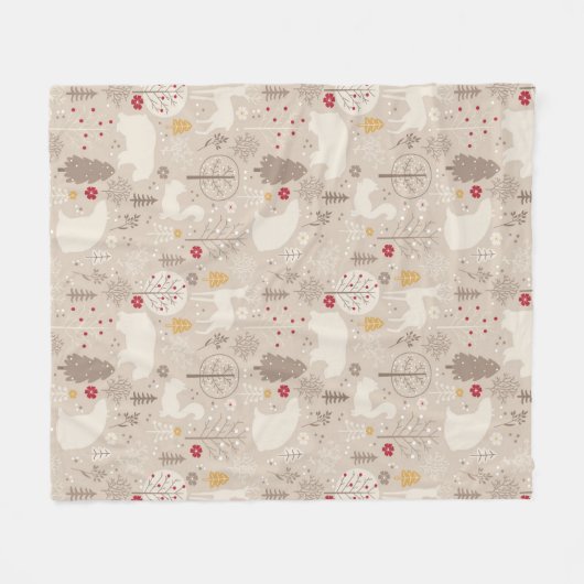 Cute Woodland Animals Nordic Pattern Fleece Deken (Voorkant (Horizontaal))