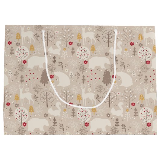 Cute Woodland Animals Nordic Pattern Groot Cadeauzakje (Achterkant)