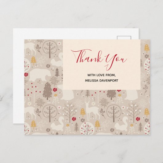 Cute Woodland Animals Nordic Pattern Hartelijk dan Briefkaart (Voorkant / Achterkant)