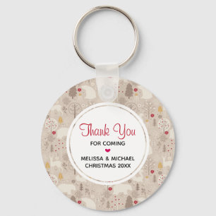 Cute Woodland Animals Nordic Pattern Hartelijk dan Sleutelhanger