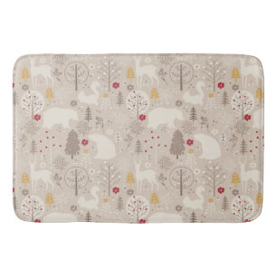 Cute Woodland Animals Nordic Pattern Kerstmis Badmat