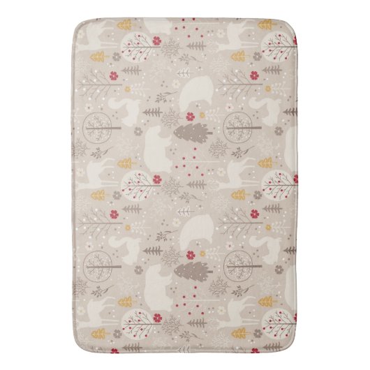 Cute Woodland Animals Nordic Pattern Kerstmis Badmat (Voorkant Verticaal)