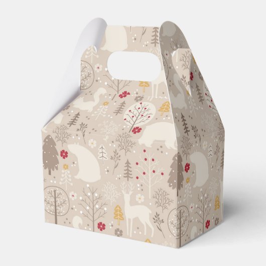 Cute Woodland Animals Nordic Pattern Kerstmis Bedankdoosjes (Achterkant)