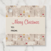 Cute Woodland Animals Nordic Pattern Kerstmis Bedankjes Labels (Voorkant)
