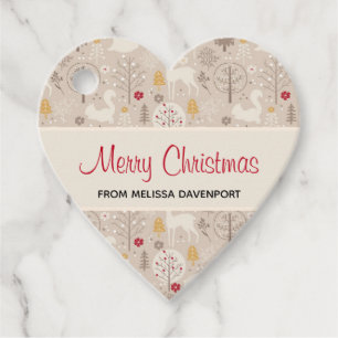 Cute Woodland Animals Nordic Pattern Kerstmis Bedankjes Labels