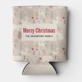 Cute Woodland Animals Nordic Pattern Kerstmis Blikjeskoeler (Voorkant)