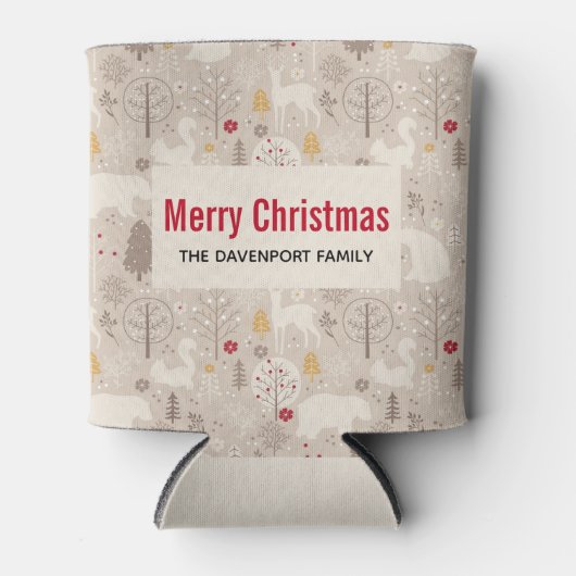 Cute Woodland Animals Nordic Pattern Kerstmis Blikjeskoeler (Voorkant)