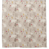 Cute Woodland Animals Nordic Pattern Kerstmis Douchegordijn (Voorkant)