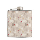 Cute Woodland Animals Nordic Pattern Kerstmis Heupfles (Voorkant)