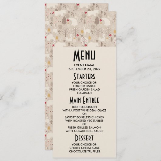 Cute Woodland Animals Nordic Pattern Kerstmis Kaart (Voorkant / Achterkant)