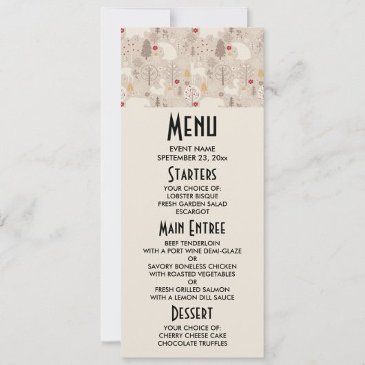 Cute Woodland Animals Nordic Pattern Kerstmis Kaart (Voorkant)