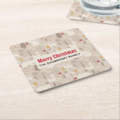 Cute Woodland Animals Nordic Pattern Kerstmis Kartonnen Onderzetters (Schuin)