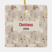 Cute Woodland Animals Nordic Pattern Kerstmis Keramisch Ornament (Voorkant)
