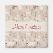 Cute Woodland Animals Nordic Pattern Kerstmis Magneet (Voorkant)