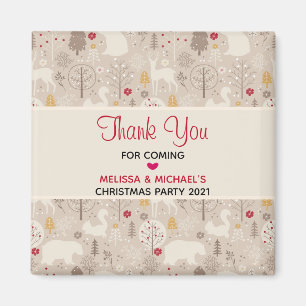 Cute Woodland Animals Nordic Pattern Kerstmis Magneet