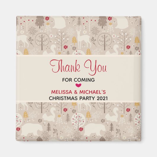 Cute Woodland Animals Nordic Pattern Kerstmis Magneet (Voorkant)