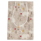 Cute Woodland Animals Nordic Pattern Kerstmis Medium Cadeauzakje (Achterkant)