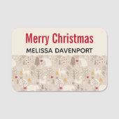 Cute Woodland Animals Nordic Pattern Kerstmis Naamplaatje (Voorkant)