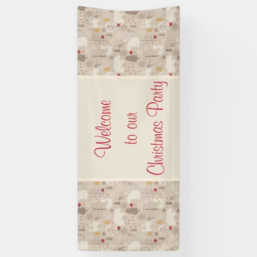 Cute Woodland Animals Nordic Pattern Kerstmis Spandoek (Verticaal)