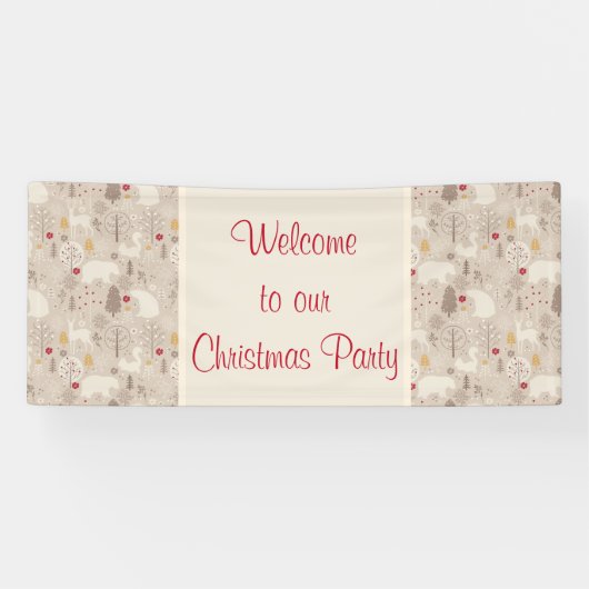 Cute Woodland Animals Nordic Pattern Kerstmis Spandoek (Horizontaal)