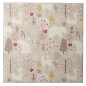 Cute Woodland Animals Nordic Pattern Kerstmis Tegeltje (Voorkant)