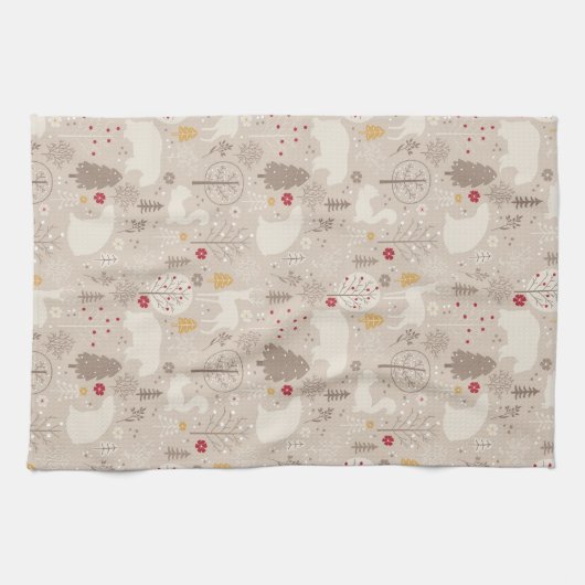 Cute Woodland Animals Nordic Pattern Kerstmis Theedoek (Horizontaal)