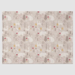 Cute Woodland Animals Nordic Pattern Kerstmis Tissuepapier