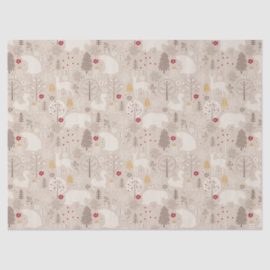 Cute Woodland Animals Nordic Pattern Kerstmis Tissuepapier (Voorkant)