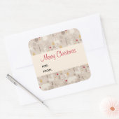 Cute Woodland Animals Nordic Pattern Kerstmis Vierkante Sticker (Envelop)