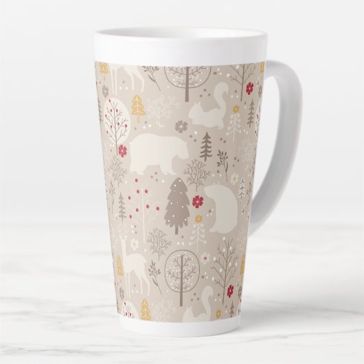 Cute Woodland Animals Nordic Pattern Latte Mok (Rechterhoek)