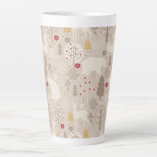 Cute Woodland Animals Nordic Pattern Latte Mok (Voorkant)
