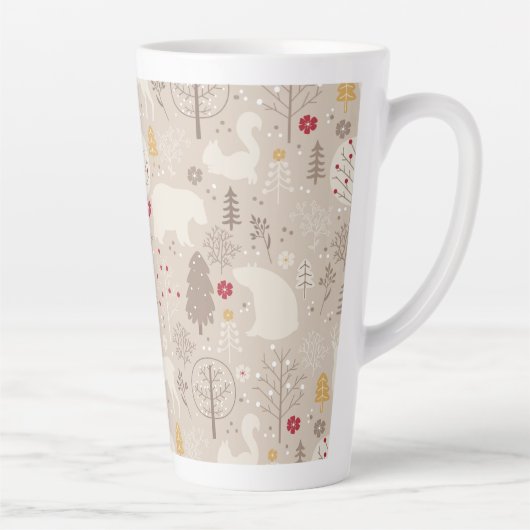 Cute Woodland Animals Nordic Pattern Latte Mok (Rechts)