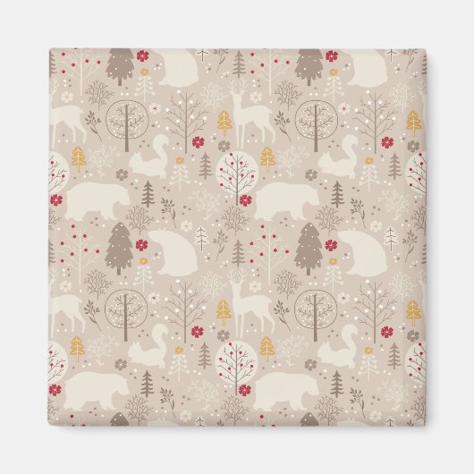 Cute Woodland Animals Nordic Pattern Magneet (Voorkant)