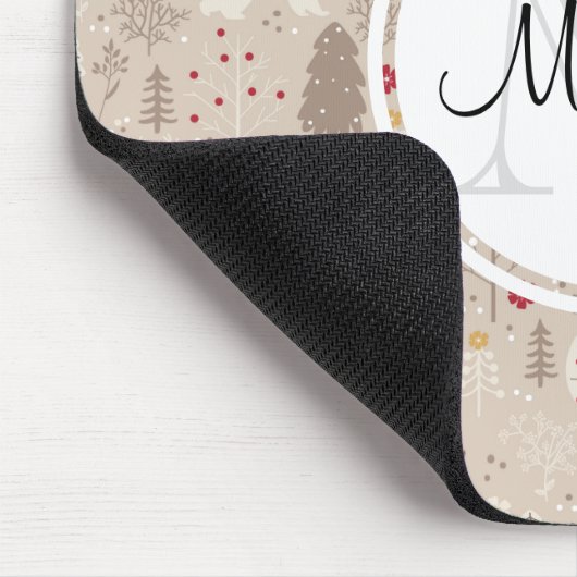 Cute Woodland Animals Nordic Pattern Monogram Muismat (Hoek)