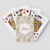 Cute Woodland Animals Nordic Pattern Monogram Pokerkaarten (Achterkant)