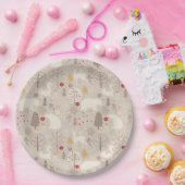 Cute Woodland Animals Nordic Pattern Papieren Bordje (Feest)
